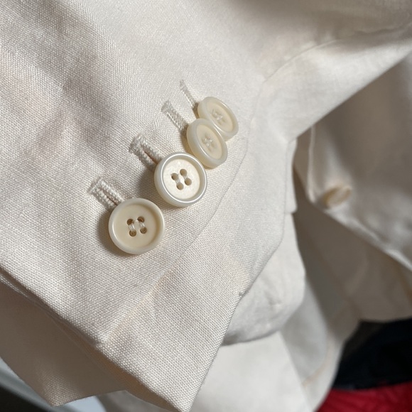 Theory Etiennette Elongated Stretch Linen Blazer, White Size 4 - Picture 9 of 9